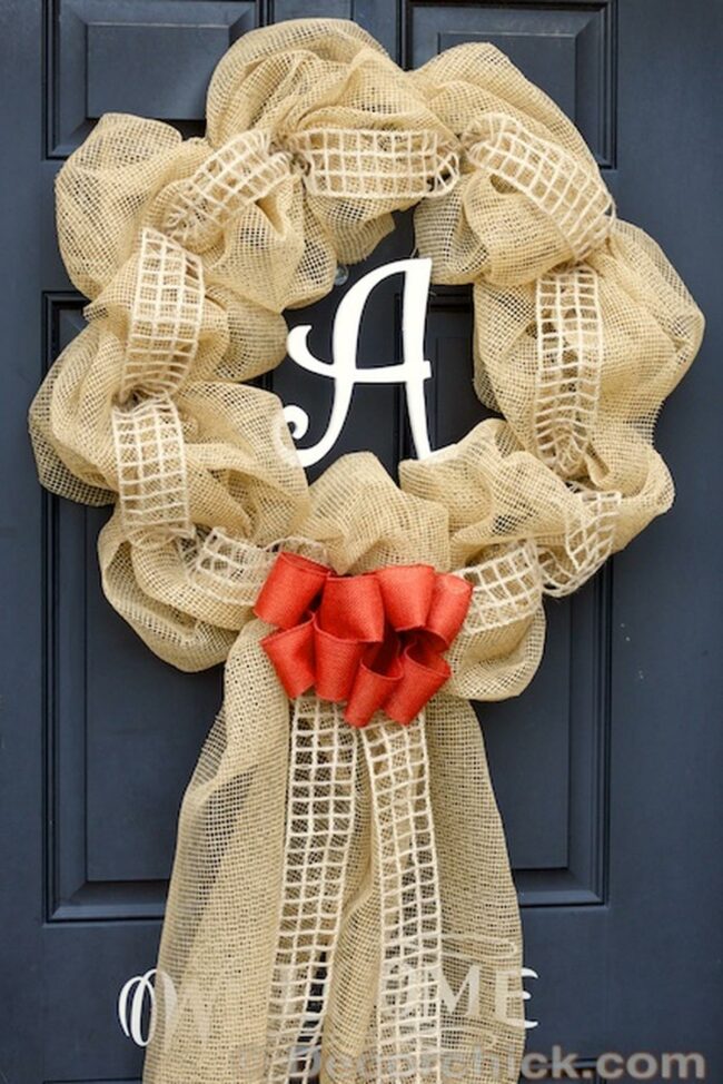 Rustic Burlap "A" Welcome Wreath